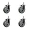 Service Caster 5'' Gray Polyurethane Wheel Swivel 7/16'' Grip Ring Stem Caster Set, 4PK SCC-GR20S514-PPUB-716138-4 - alternate 1